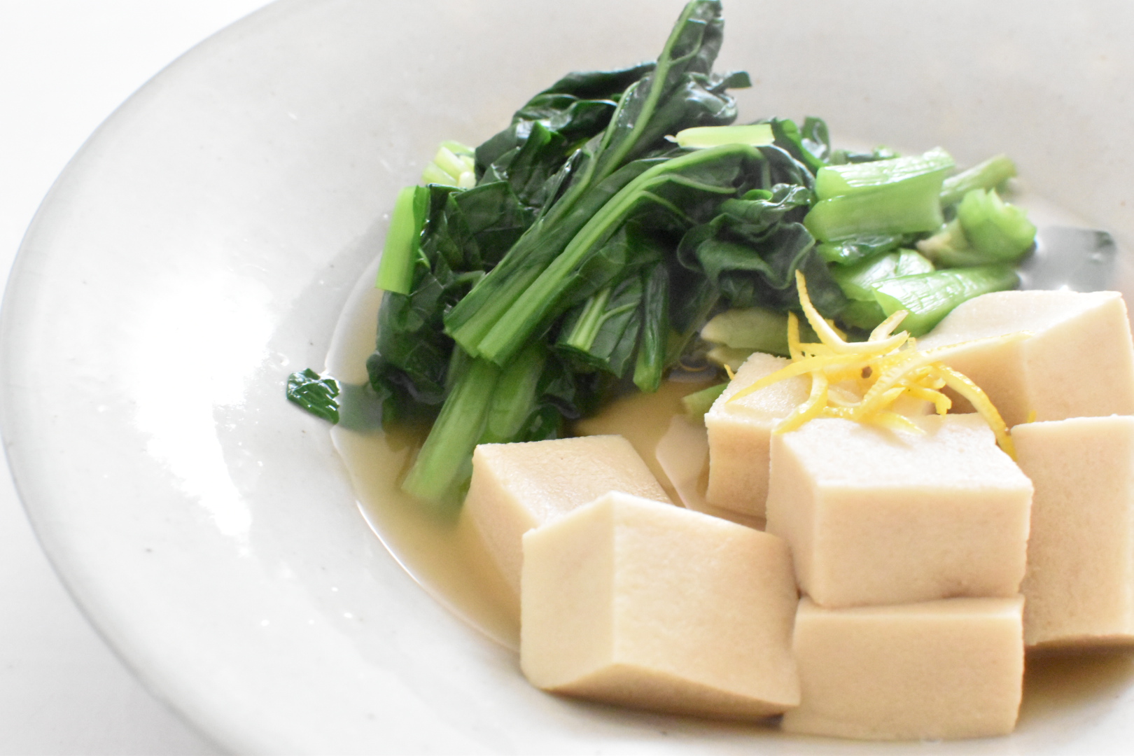 青菜と高野豆腐のさっと煮・青菜と大根おろし・青菜のナムル
