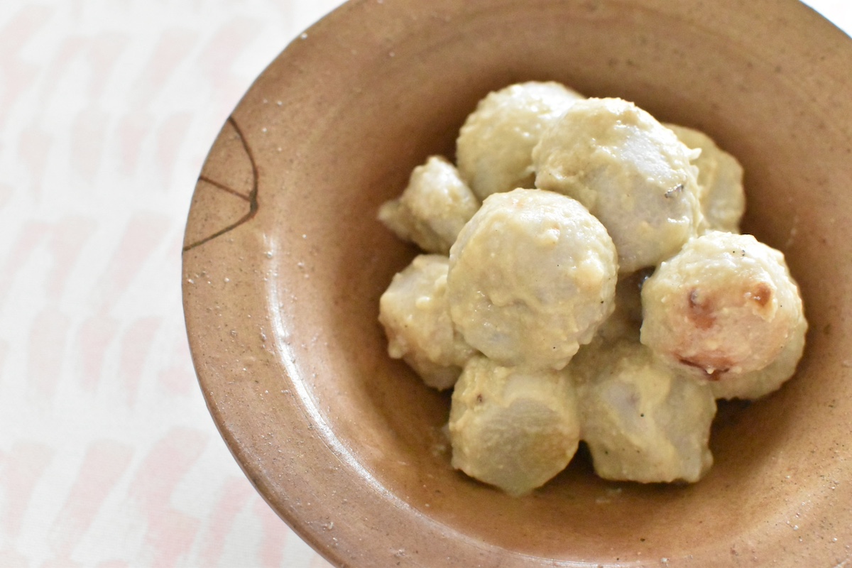蒸し芋の味噌油和え
